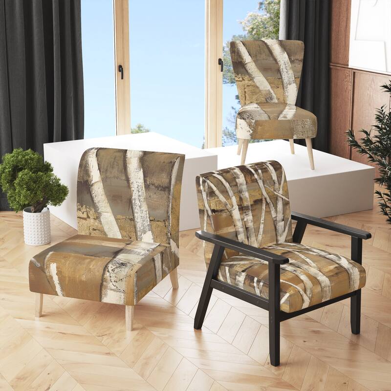 Designart "Natural Birch Forest II" Upholstered Traditional Accent